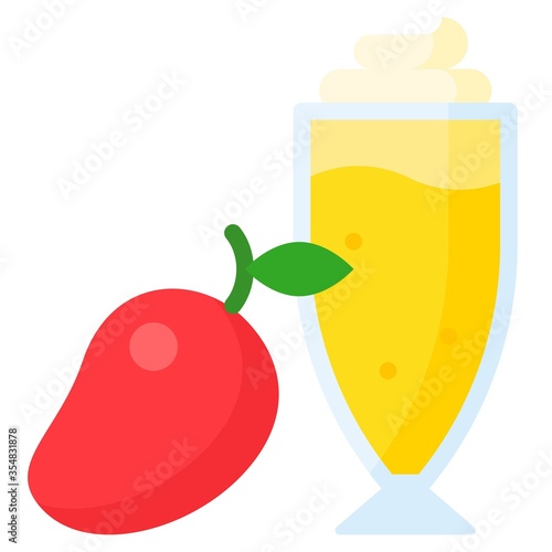 Mango smoothie icon, Beverage flat vector illustration