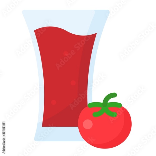 Tomato juice icon, Beverage flat vector illustration