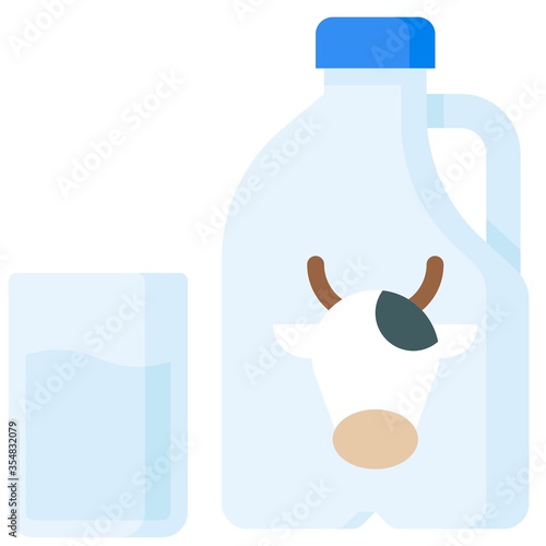 Glass of milk and milk gallon icon