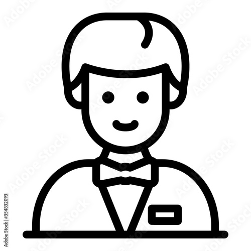 Young croupier icon. Outline young croupier vector icon for web design isolated on white background