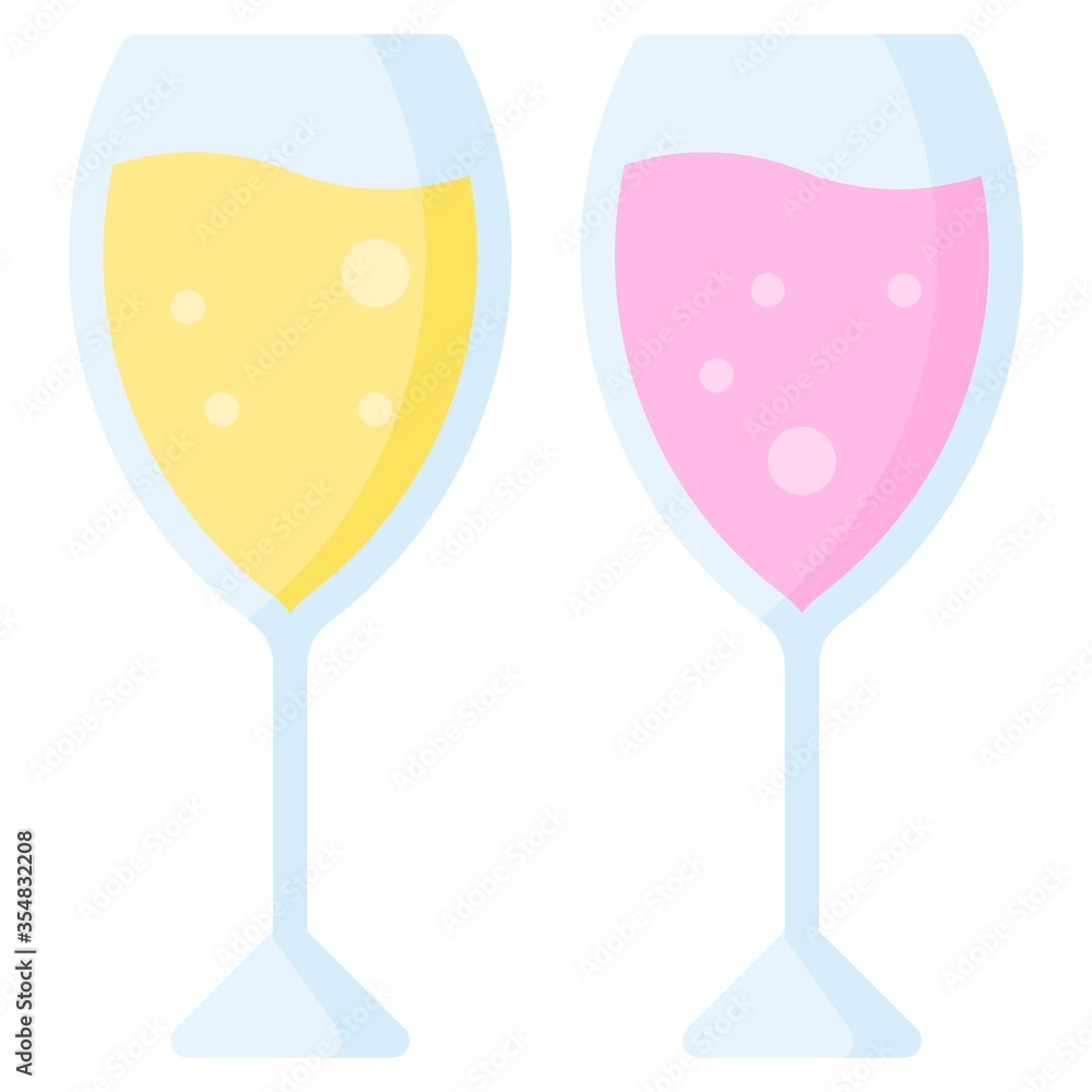 Sparkling wine icon, Beverage flat vector illustration Sparkling wine icon, Beverage flat vector illustration