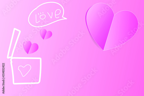 cartoon design with big heart on pink background