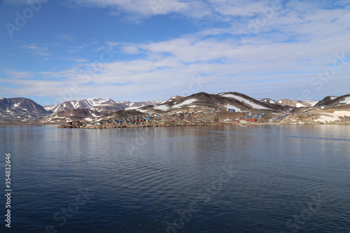 The remote township of Ittoqqortoormiit from the sea.  photo