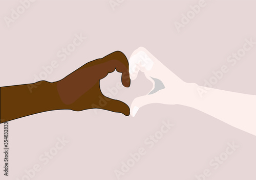 Black Lives Matter.Two hands illustration . Protest Banner about Human Right of Black People in U.S. America. Vector illustration.Icon Poster for printed matter and symbol.