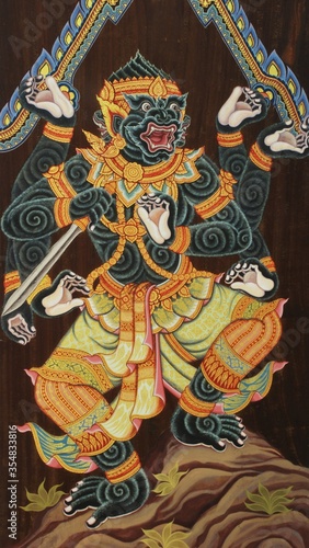 Ramayana painting on the public wall