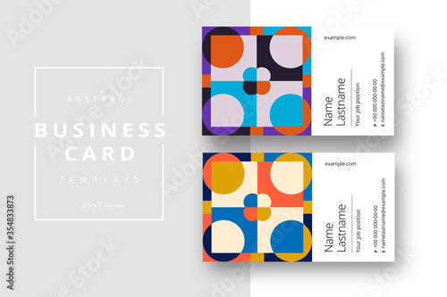 Trendy minimal abstract business card template. Modern corporate stationery id layout with geometric pattern. Vector fashion background design with information sample name text.