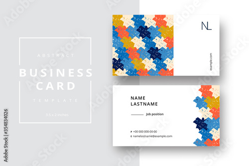 Trendy minimal abstract business card template. Modern corporate stationery id layout with geometric pattern. Vector fashion background design with information sample name text.