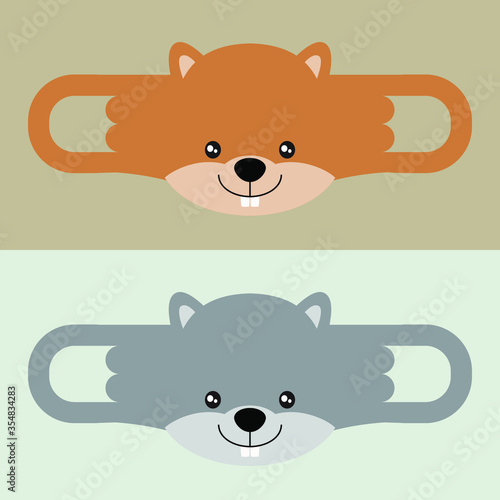 Squirrel face mask templates. Vector illustrations. Print out and make