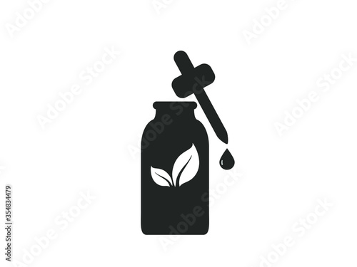 Liquid bottle vector icon. Medical drops vector bottle. Aroma vector icon. Essential oil vector.  Medical container icon. Eye drops icon. 