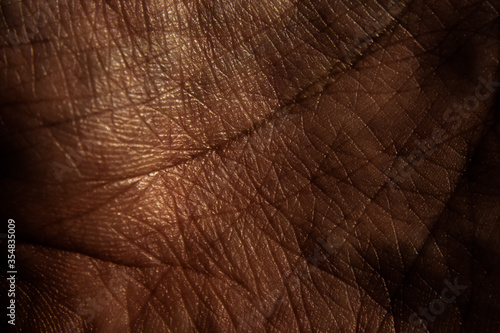 Black human palm skin texture background