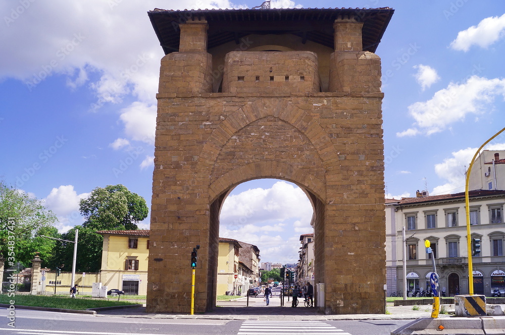 Fototapeta premium Florence during the covid-19 emergency, Porta al Prato gate, Italy