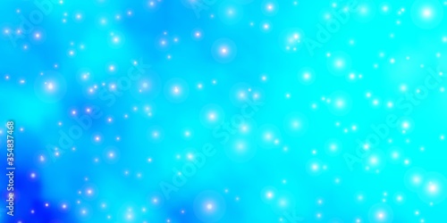Light BLUE vector background with small and big stars. Colorful illustration in abstract style with gradient stars. Best design for your ad, poster, banner.
