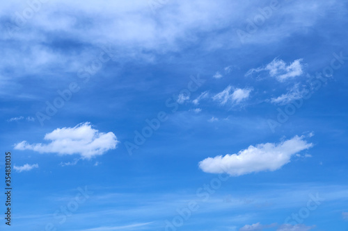 Bright beautiful blue sky with soft clouds  bright sunny day