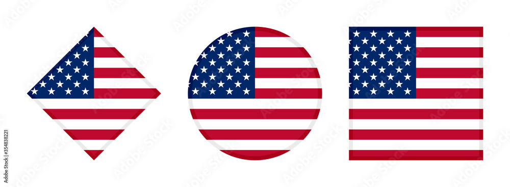 american flag icon set. isolated on white background american flag icon set. isolated on white background
