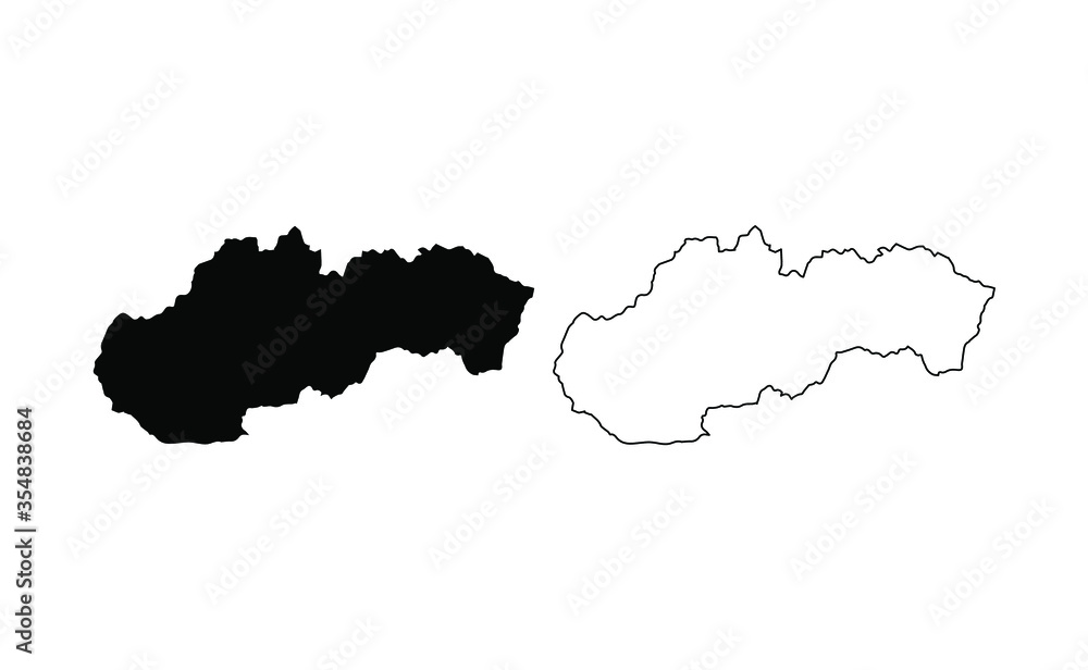Slovakia map silhouette line country Europe map illustration vector outline European isolated on white background