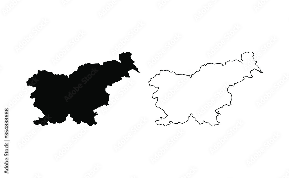 Slovenia map silhouette line country Europe map illustration vector outline European isolated on white background