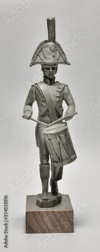 Canvas Print Pewter figurine of a soldier, music of the1st grenadier regiment on foot, 1809