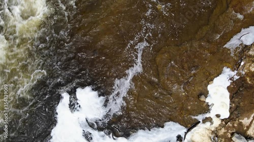 Top down view of rushing river photo