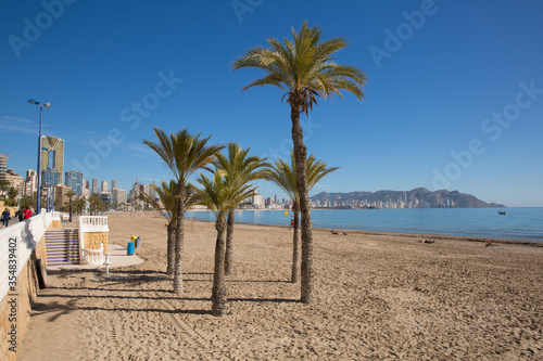 Beautiful sandy beach Benidorm Spain Costa Blanca Mediterranean coast © acceleratorhams