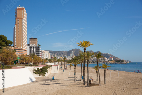 Poniente playa Benidorm Spain Costa Blanca with blue sea and hotels  © acceleratorhams