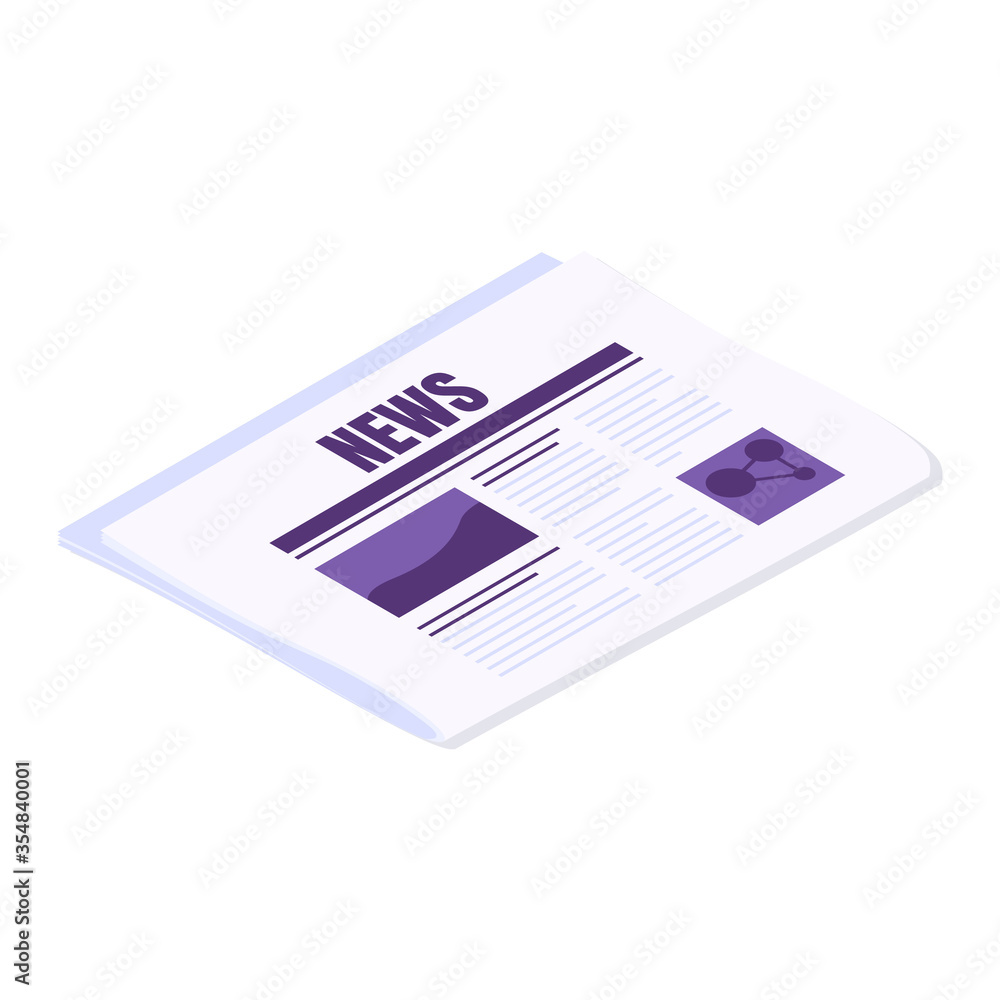 Newspaper folded in half isometric vector illustration. Paper gazette with big article. Newspaper folded in half isometric vector illustration. Paper gazette with big article.