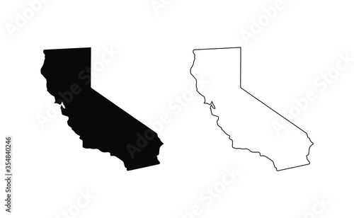 California state silhouette, line style. America illustration, American vector outline isolated on white background