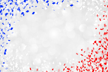 abstract blur silver background with blue and red confetti color for 4th of July celebration independence day design concept	