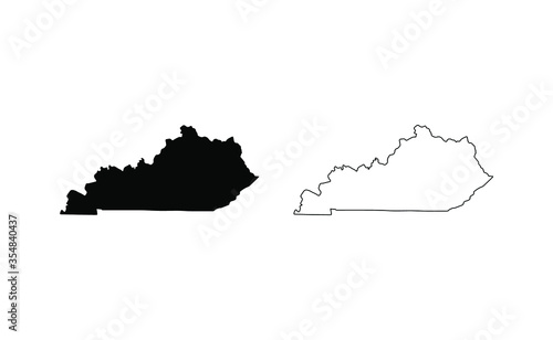 Kentucky state silhouette, line style. America illustration, American vector outline isolated on white background