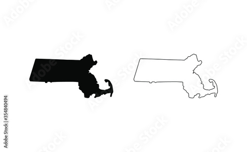 Fotografia Massachusetts state silhouette, line style