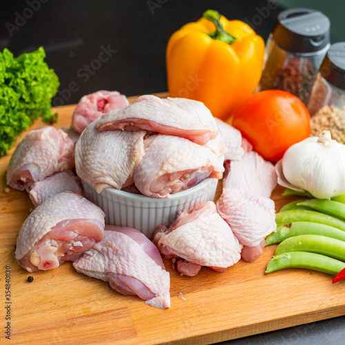 Raw chicken in peaces