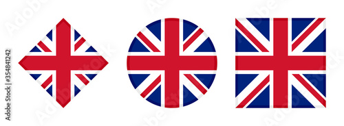 united kingdom flag icon set. vector illustration isolated on white background
