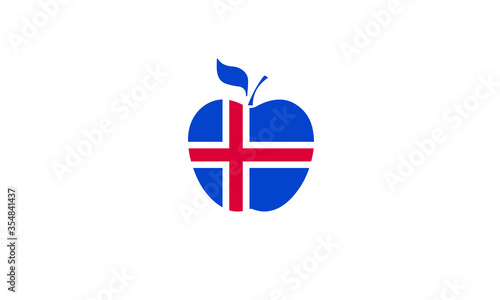 Iceland apple flag country symbol vector illustration 