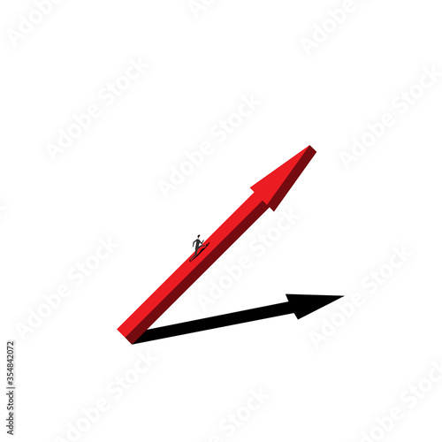 Business Growth/Career Concept - Geschäftsmann rennt Pfeil hinauf. Wachstum. Erfolg.	