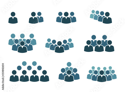 workgroup with leader sign set, people group icons