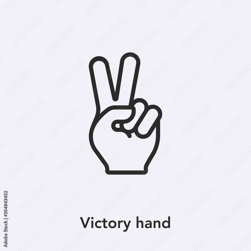 Obraz premium victory hand gesture icon vector sign symbol
