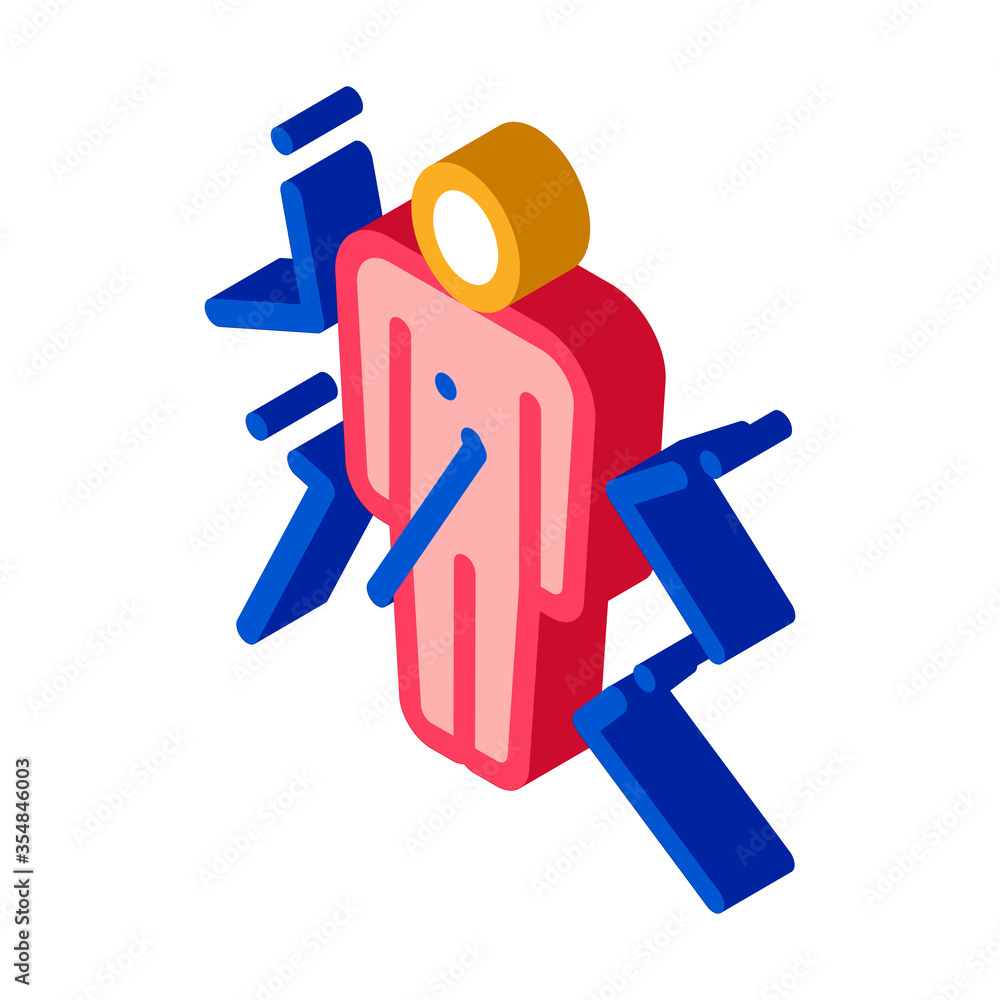Strong Man With Shield Icon Vector. Isometric Strong Man With Shield sign. color isolated symbol illustration Strong Man With Shield Icon Vector. Isometric Strong Man With Shield sign. color isolated symbol illustration