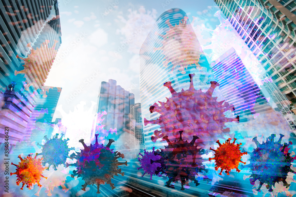 Strain of flu virus over chest xray image and bat as carriers of disease ,Concept for health or