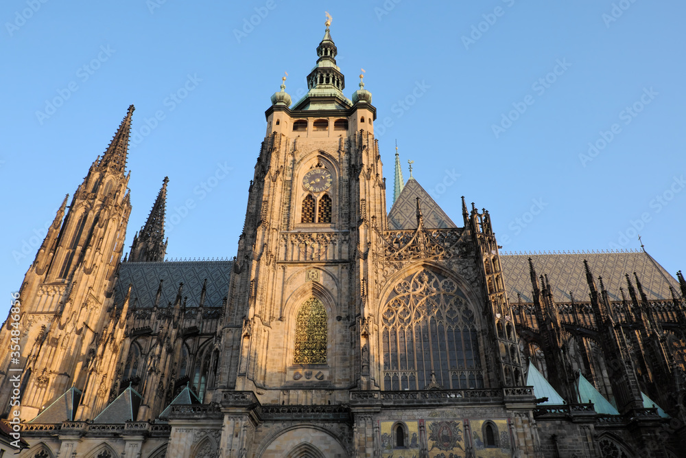 The medieval gothic St. Vitus Cathedral in Prague.