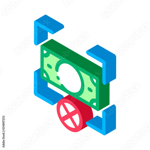 Fake Banknote Orientation Icon Vector. Isometric Fake Banknote Orientation sign. color isolated symbol illustration