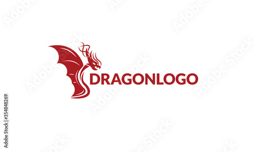 Dragon Logo with hed dragon can for company logo, branding, dragon mascot logo, with red colour and Vector EPS10