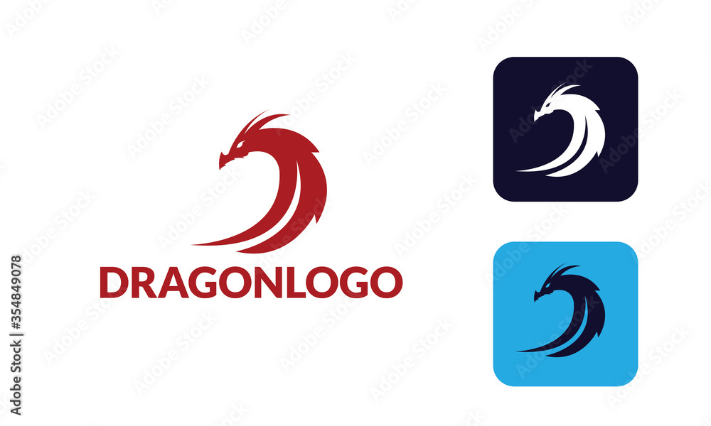 Dragon Logo with hed dragon can for company logo, branding, dragon mascot logo, with red colour and Vector EPS10