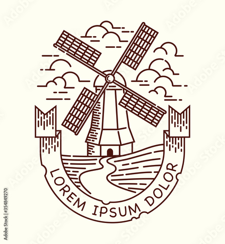 Windmill line illustration