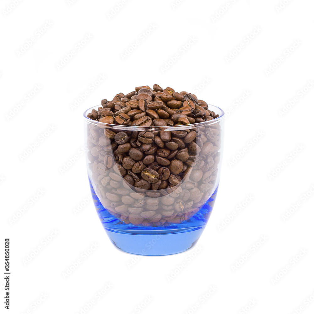 Coffee beans in blue stockan Coffee beans in blue stockan