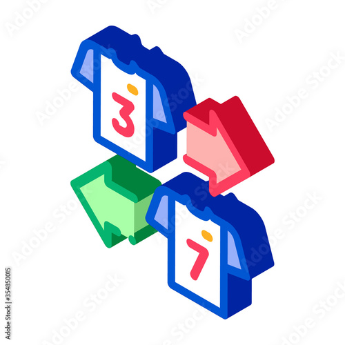 Teams T-shirt Exchange Icon Vector. Isometric Teams T-shirt Exchange sign. color isolated symbol illustration