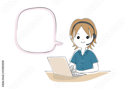 Young man operating laptop with telework