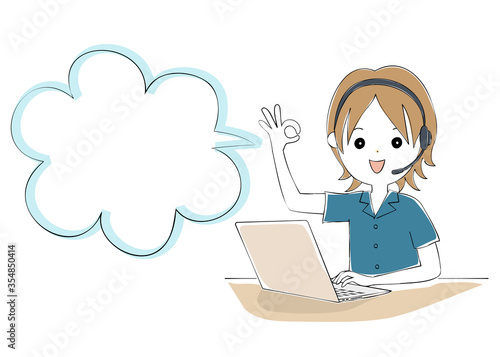 Young man operating laptop with telework