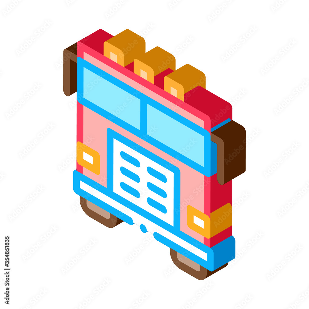 Fire Department Truck Icon Vector. Isometric Fire Department Truck sign. color isolated symbol illustration