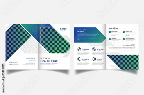 Medical or healthcare advertising bi brochure vector template design