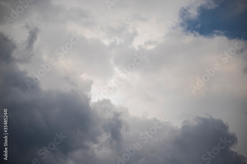 Grey and white stormy clouds. Heavenly or weather background or wallpaper.