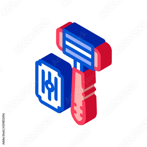 Shaving Razor And Blade Icon Vector. Isometric Shaving Razor And Blade sign. color isolated symbol illustration